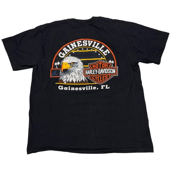 Vintage Harley Davidson TShirt Gainesville FL Large USA 1995 HD Black Eagle - Picture 2 of 10